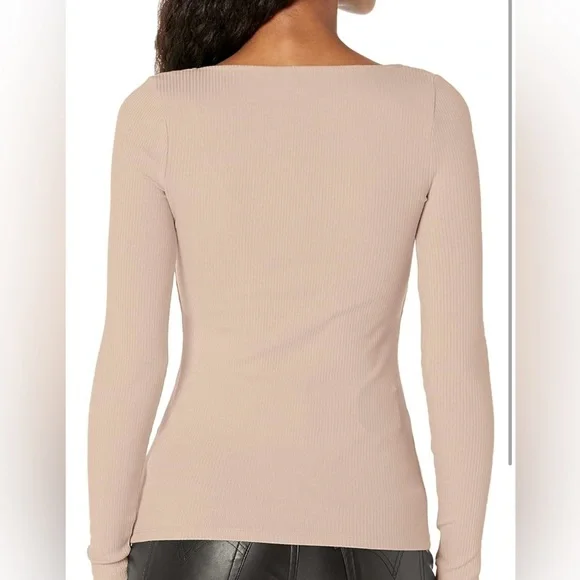 Guess Karlee jewel long sleeve Henley ribbed LIGHT RUM - Picture 2 of 8